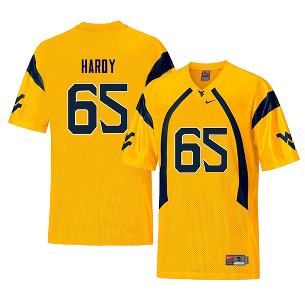 Men #65 Isaiah Hardy West Virginia Mountaineers Retro College Football Jerseys Sale-Yellow